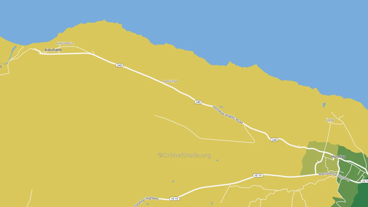 Kapulena, HI Map of Vehicle Theft Rates