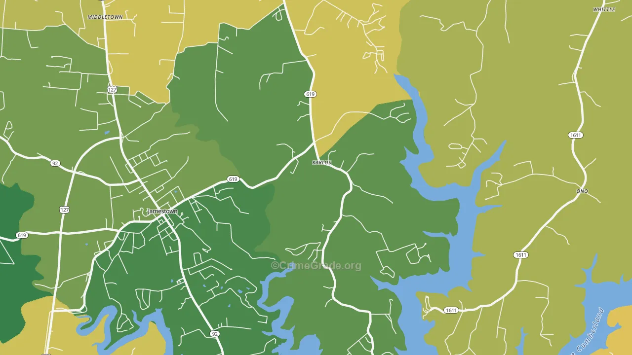 Karlus, KY Map of Vehicle Theft Rates