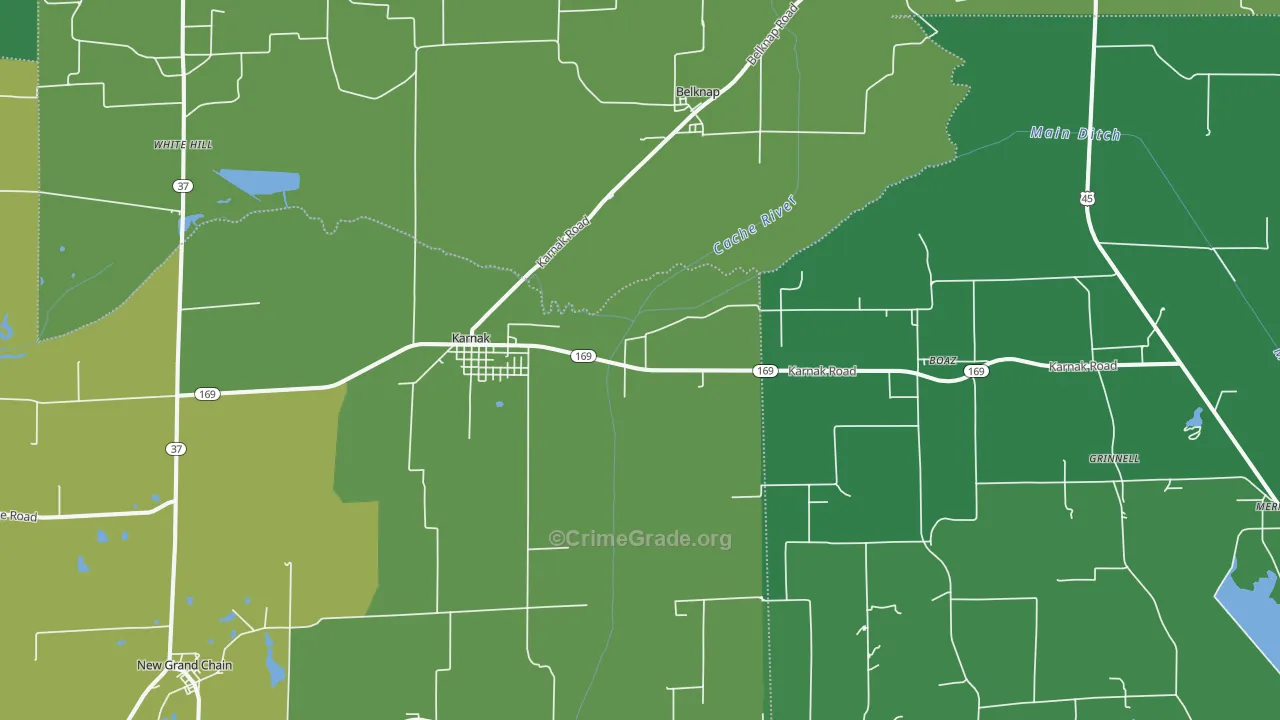 Karnak, IL Map of Vehicle Theft Rates