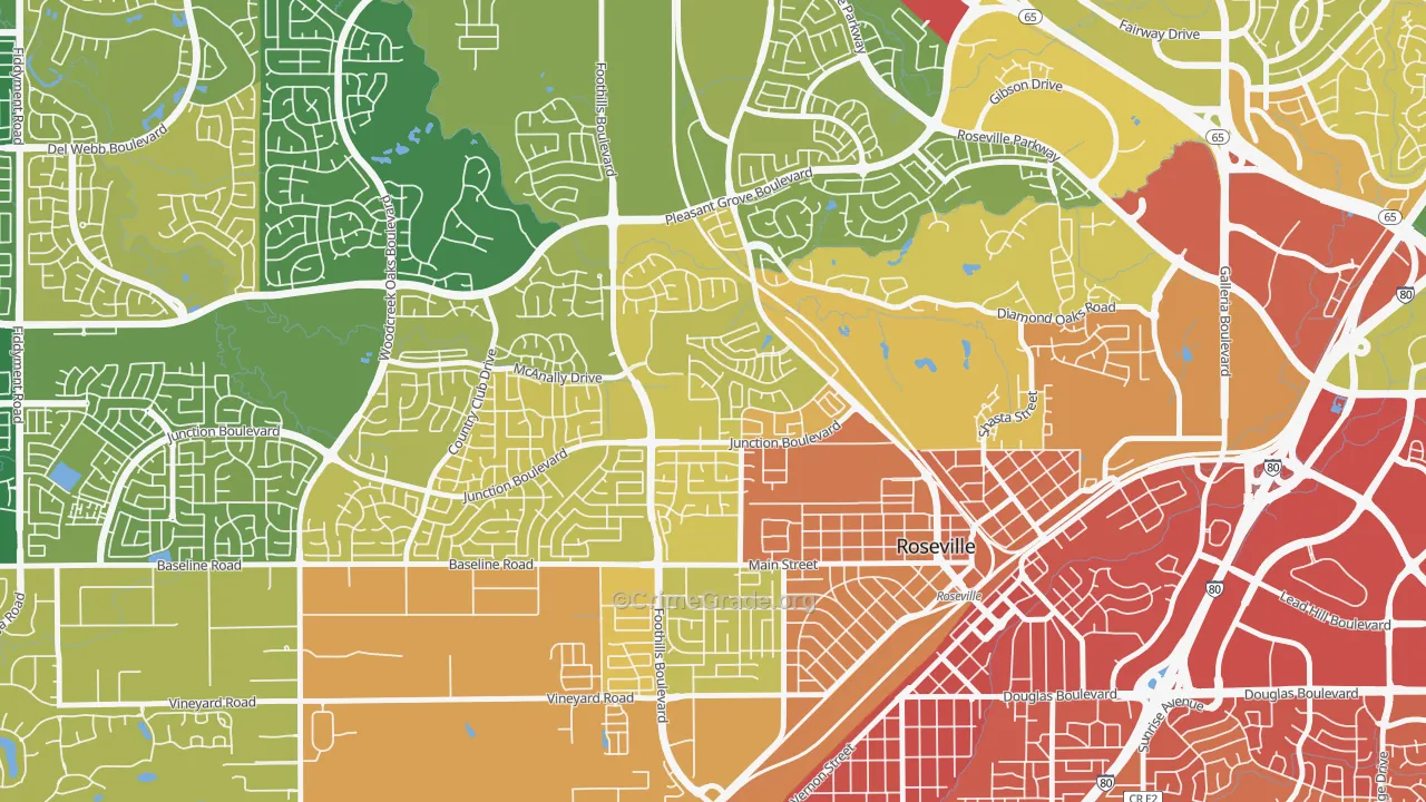 Kaseberg-Kingswood, Roseville, CA Map of Vehicle Theft Rates
