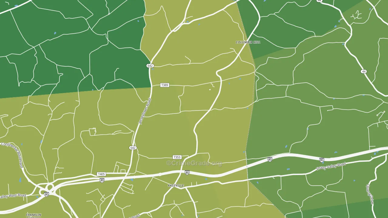 Kaseville, PA Map of Vehicle Theft Rates