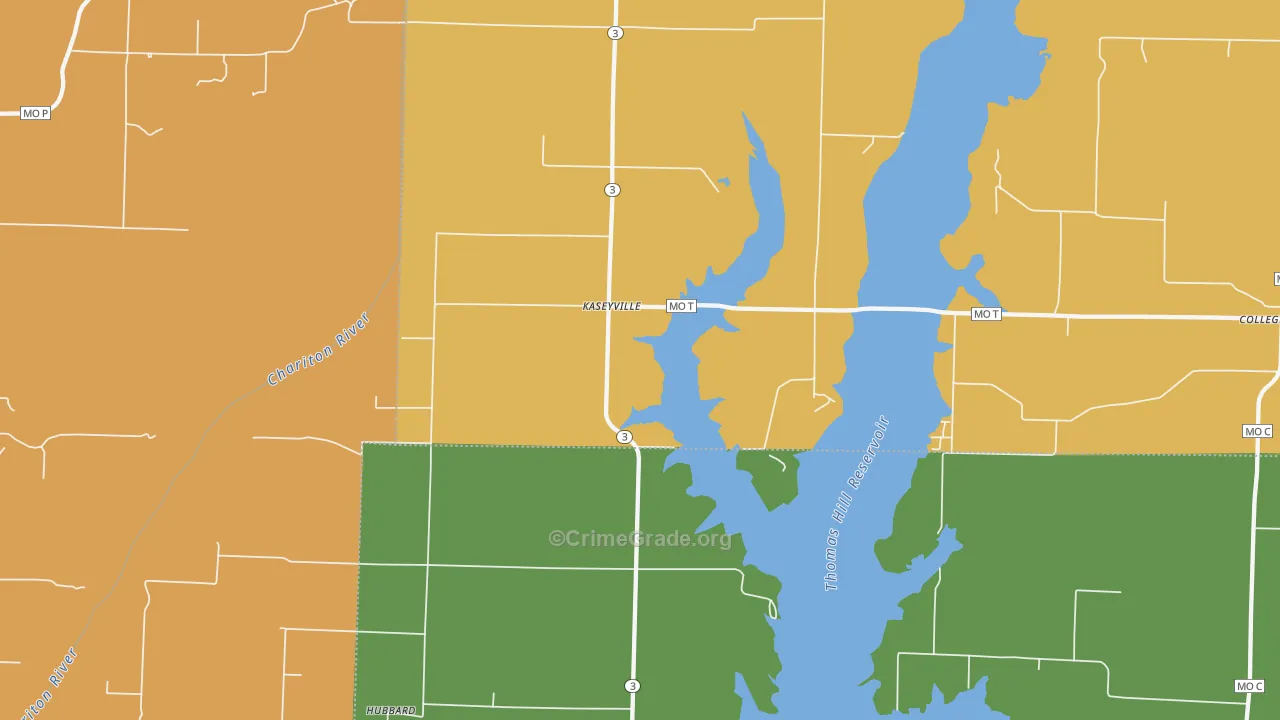 Kaseyville, MO Map of Vehicle Theft Rates