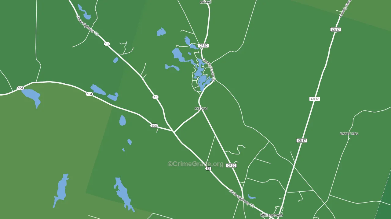 Kasoag, NY Map of Vehicle Theft Rates