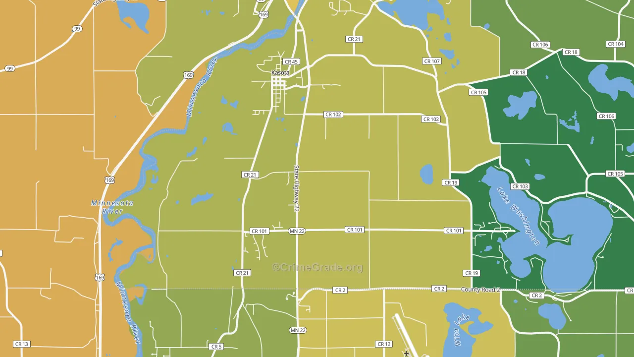Kasota, MN Map of Vehicle Theft Rates