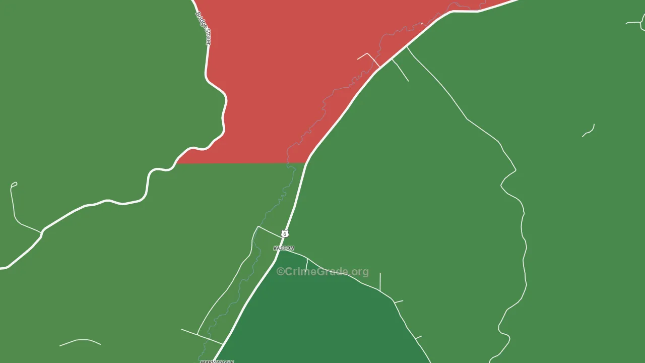 Kasson, PA Map of Vehicle Theft Rates