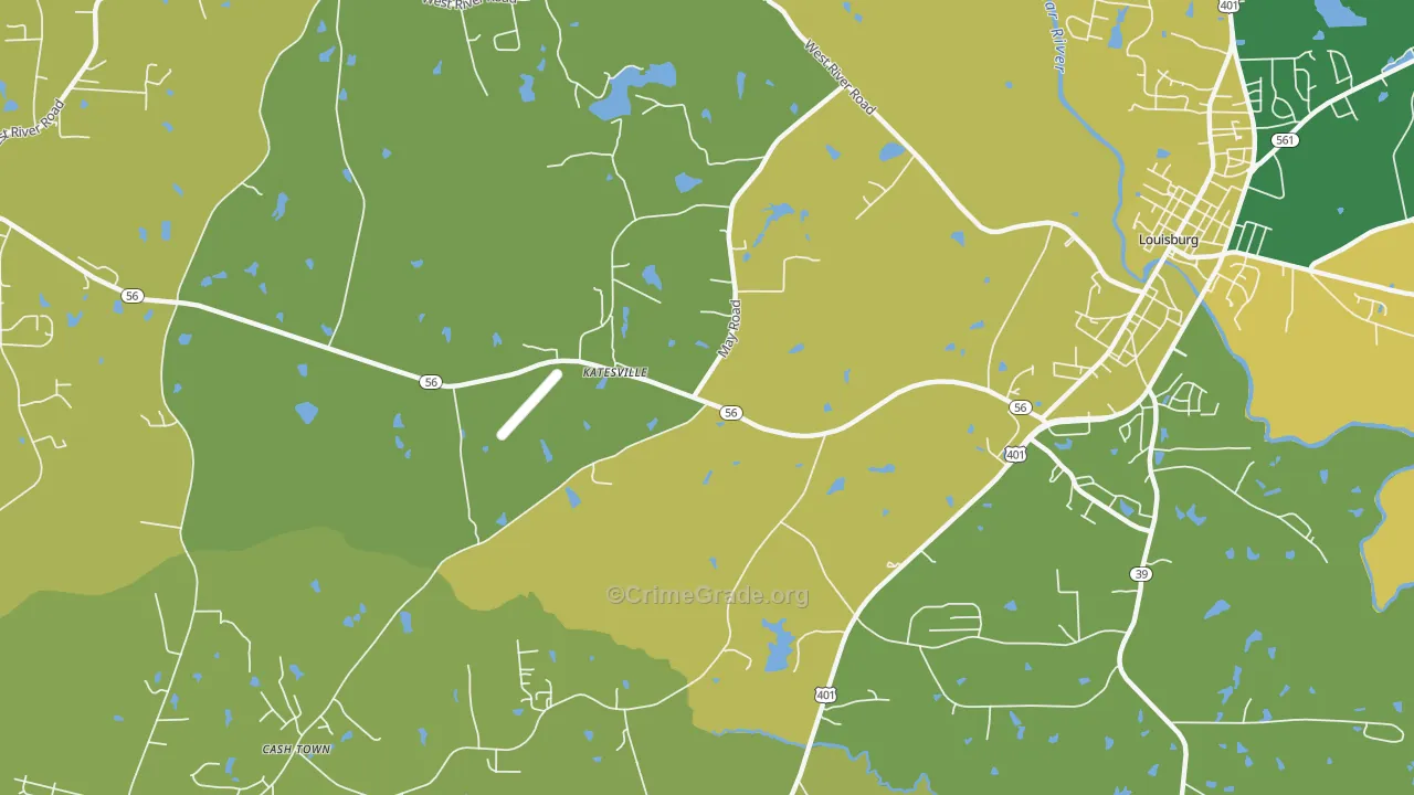 Katesville, NC Map of Vehicle Theft Rates