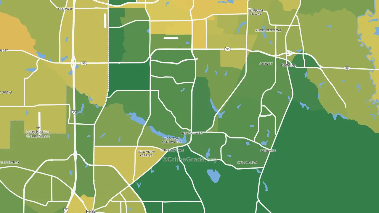 Kathleen, GA Map of Vehicle Theft Rates