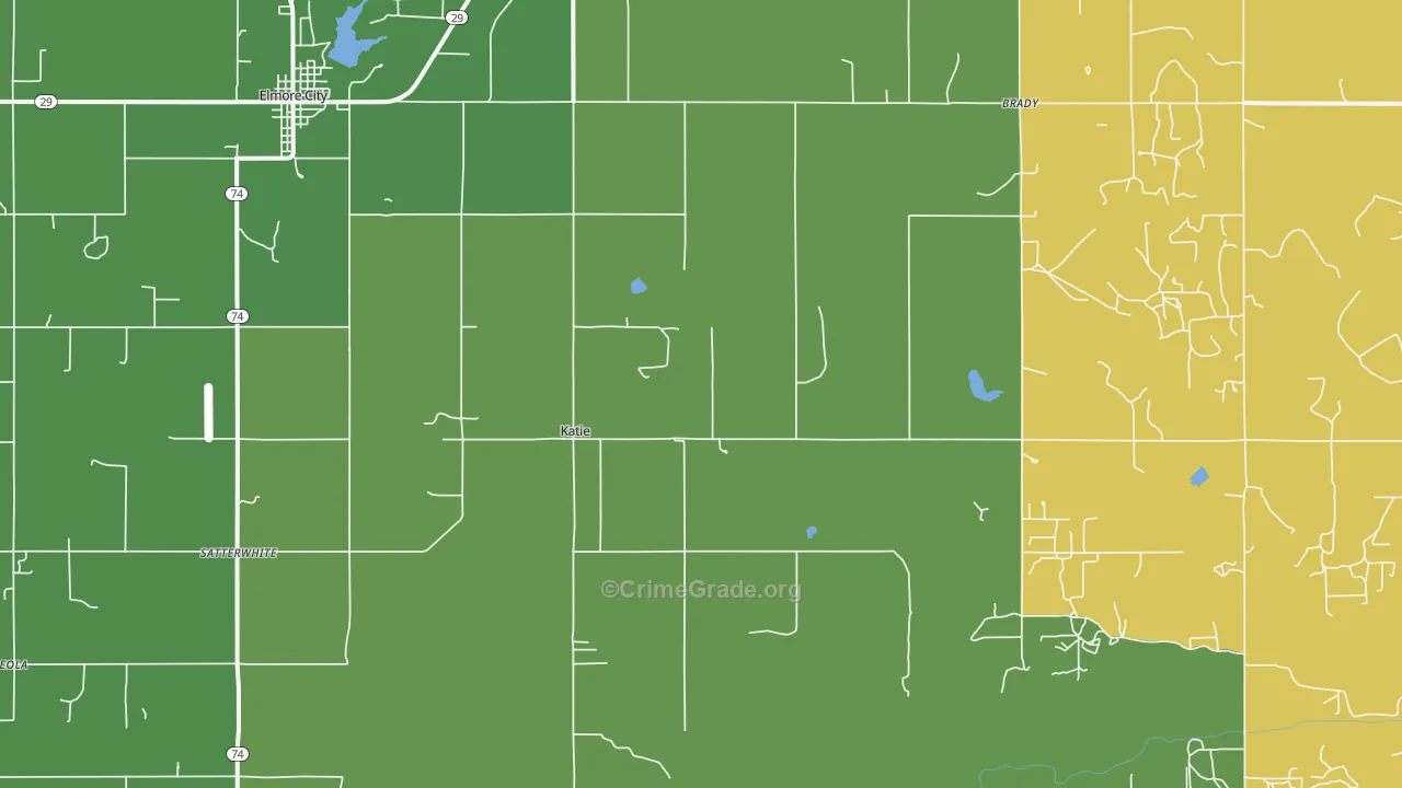 Katie, OK Map of Vehicle Theft Rates