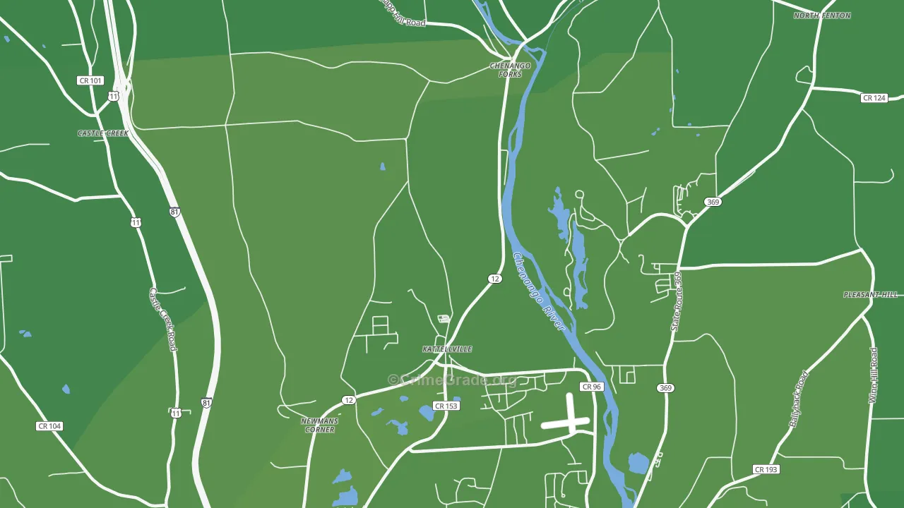 Kattelville, NY Map of Vehicle Theft Rates
