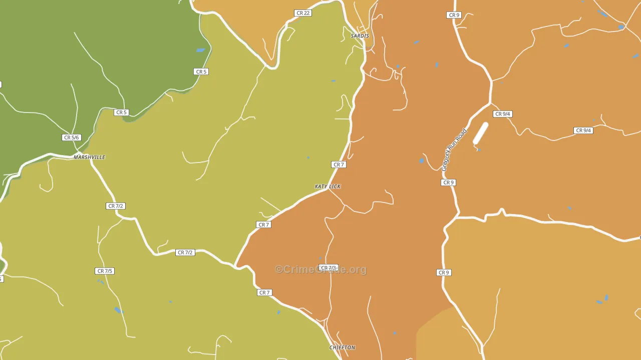 Katy Lick, WV Map of Vehicle Theft Rates