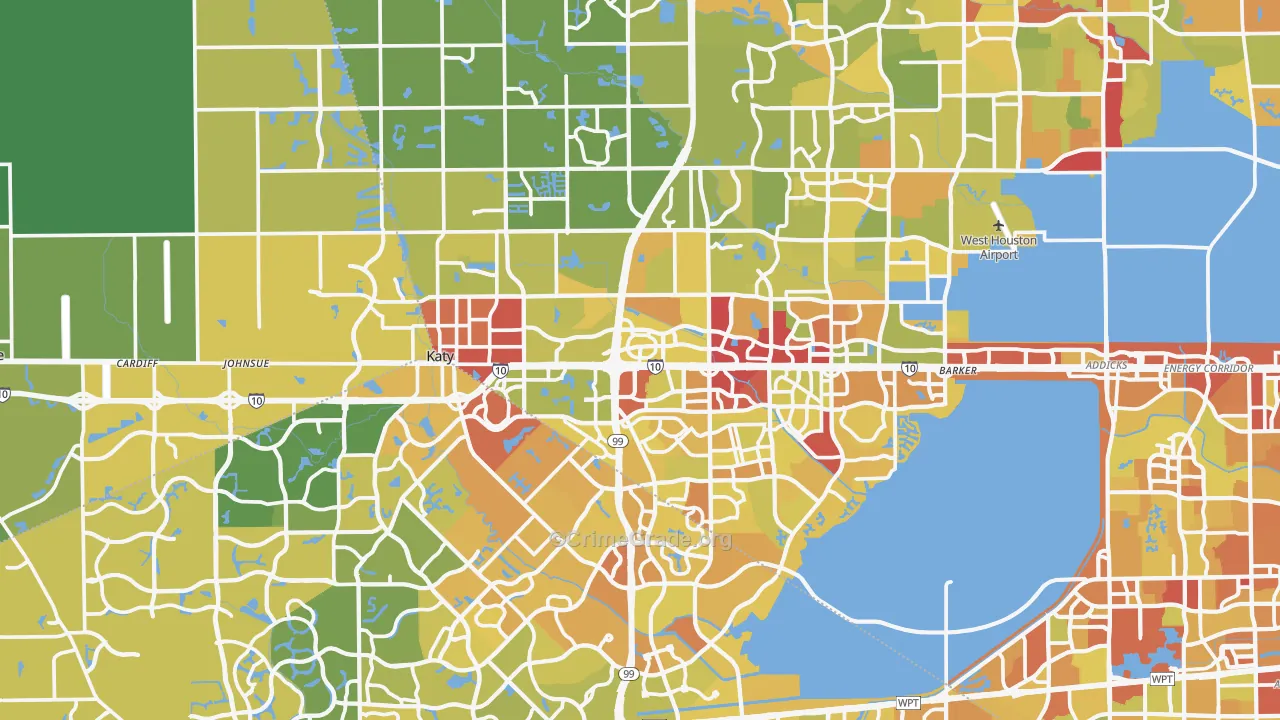Katy, TX Map of Vehicle Theft Rates