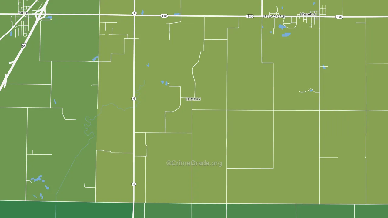 Kaufman, IL Map of Vehicle Theft Rates