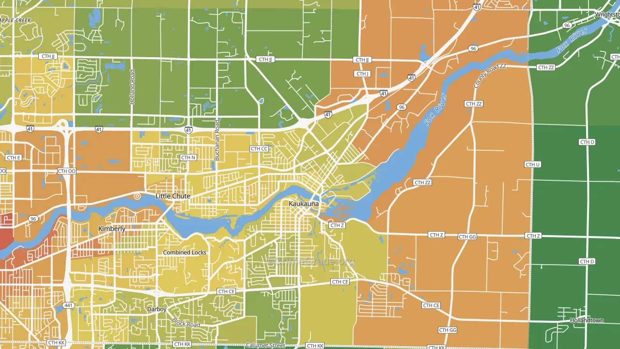 Kaukauna, WI Map of Vehicle Theft Rates