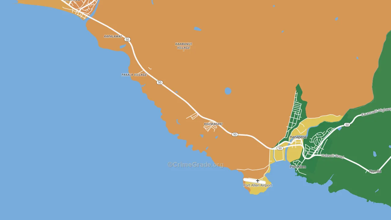 Kaumakani, HI Map of Vehicle Theft Rates