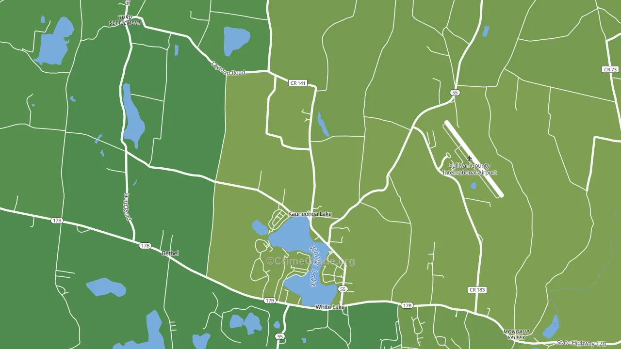 Kauneonga Lake, NY Map of Vehicle Theft Rates