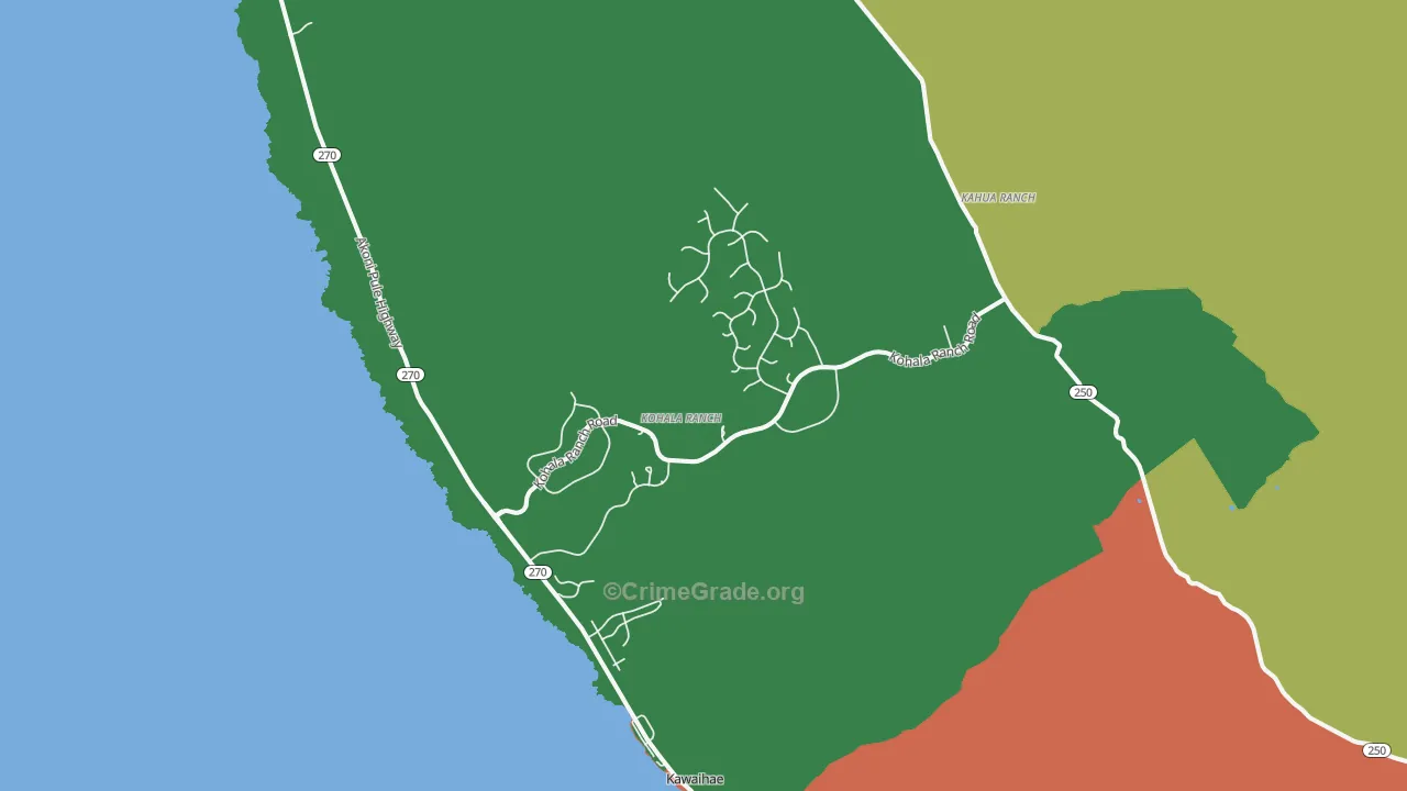 Kawaihae, HI Map of Vehicle Theft Rates