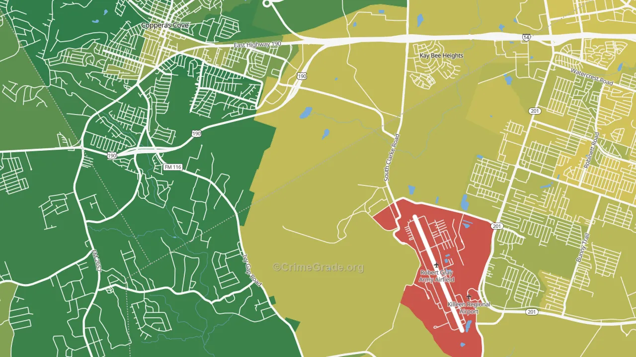 Kay Bee Heights, TX Map of Vehicle Theft Rates