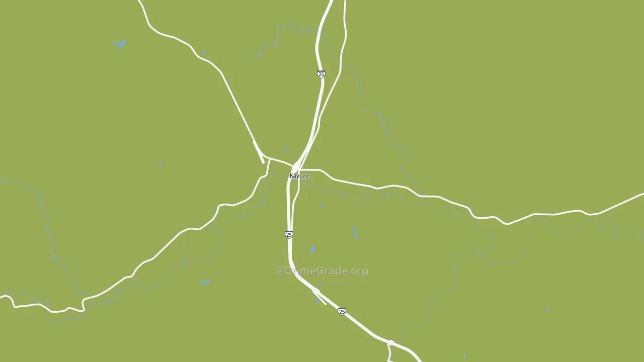 Kaycee, WY Map of Vehicle Theft Rates