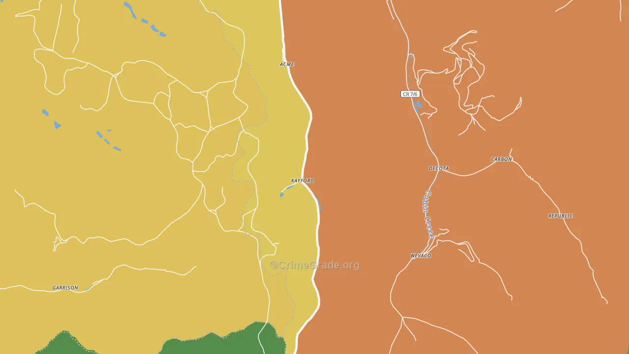 Kayford, WV Map of Vehicle Theft Rates