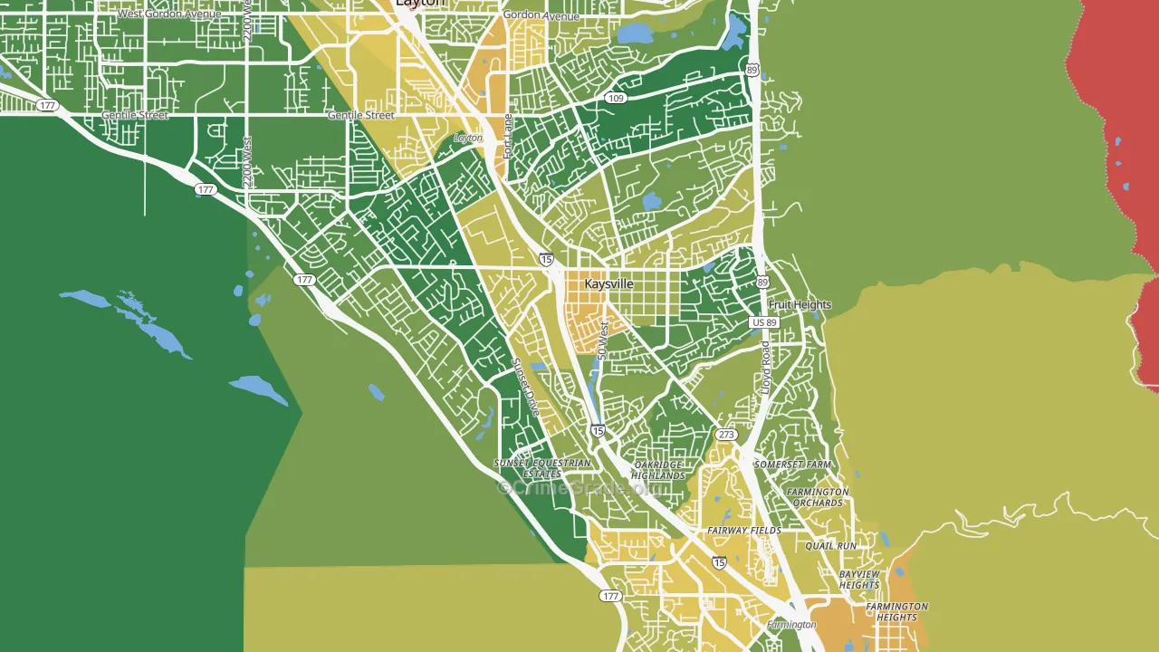 Kaysville, UT Map of Vehicle Theft Rates