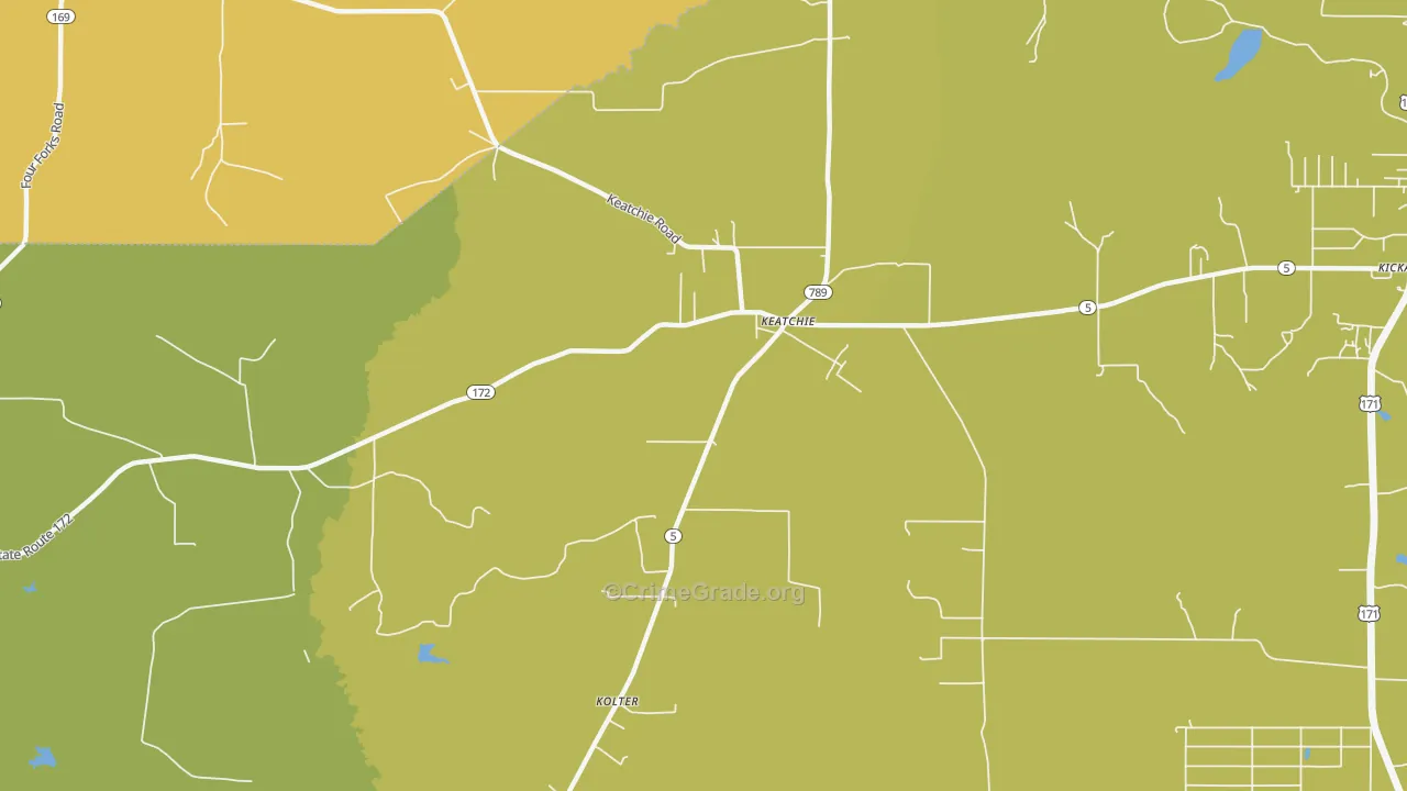 Keachi, LA Map of Vehicle Theft Rates