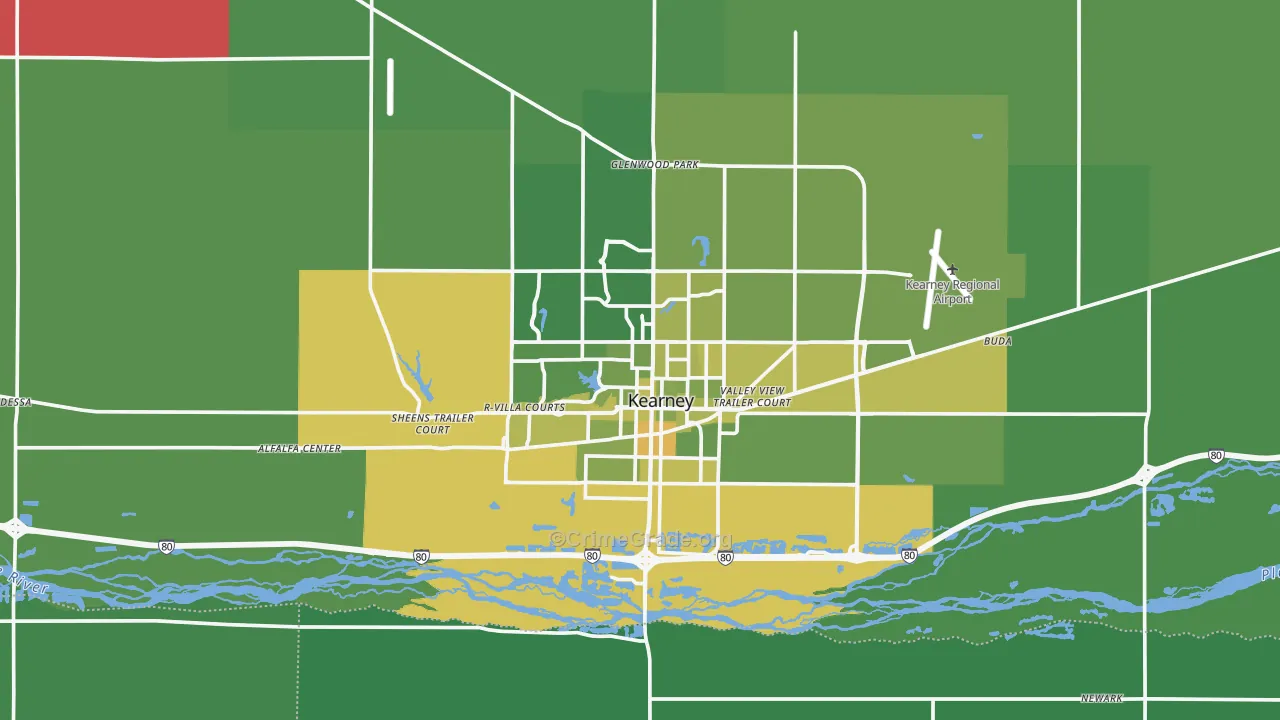 Kearney, NE Map of Vehicle Theft Rates