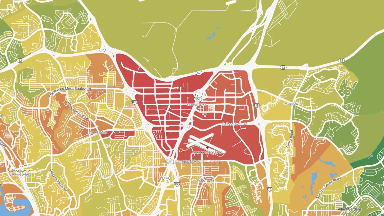 Kearny Mesa, San Diego, CA Map of Vehicle Theft Rates