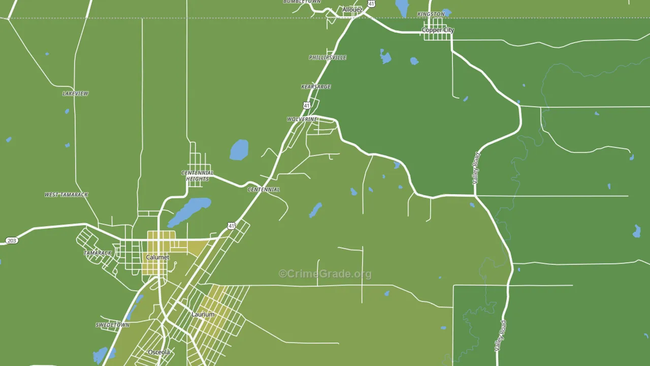 Kearsarge, MI Map of Vehicle Theft Rates