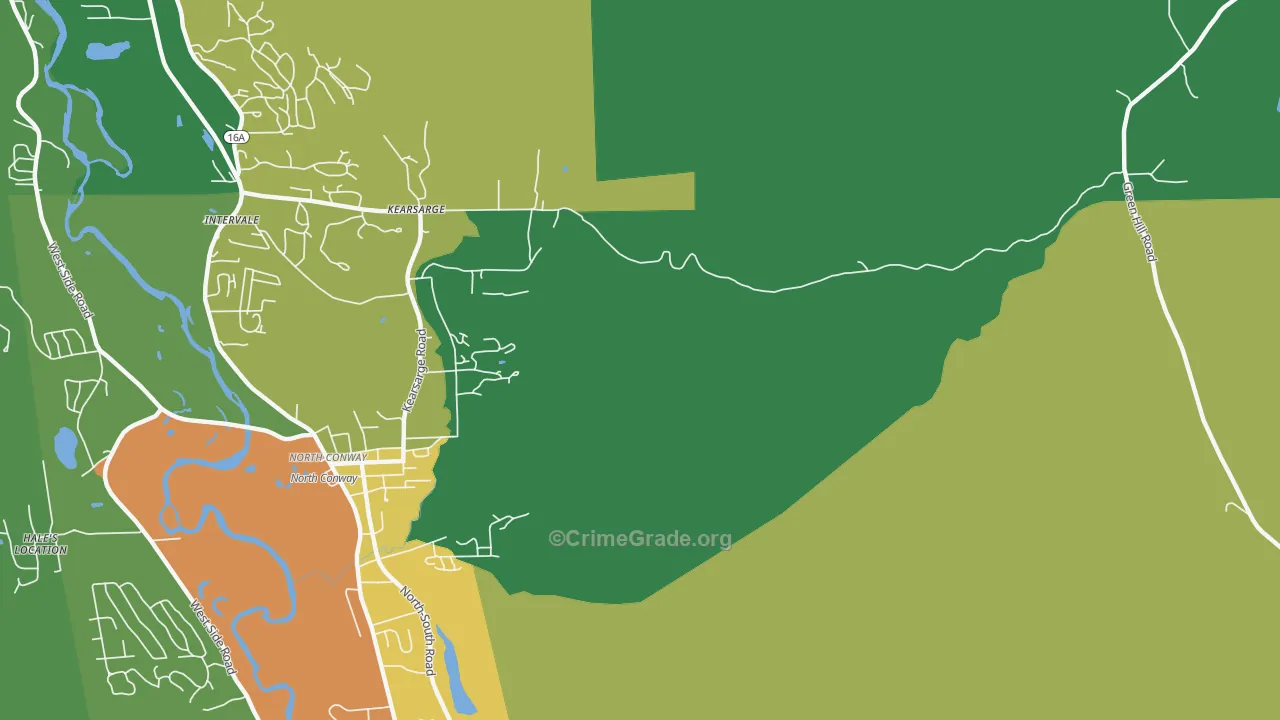 Kearsarge, NH Map of Vehicle Theft Rates