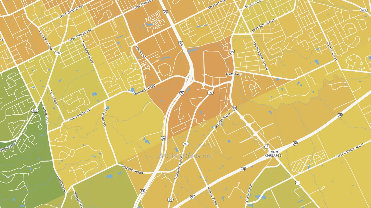 Kearsarge, PA Map of Vehicle Theft Rates