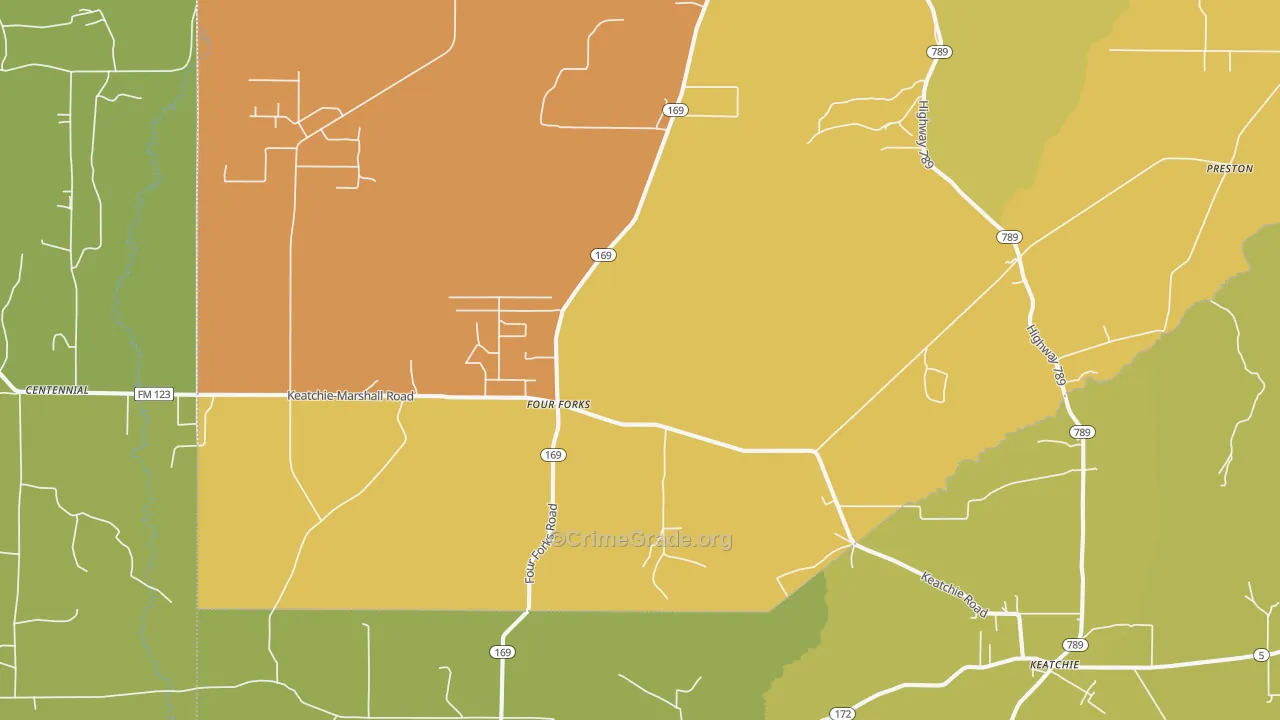Keatchie, LA Map of Vehicle Theft Rates