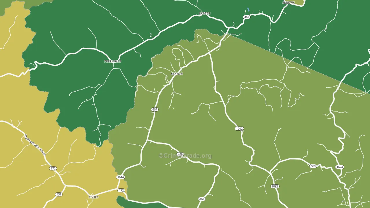 Keaton, KY Map of Vehicle Theft Rates
