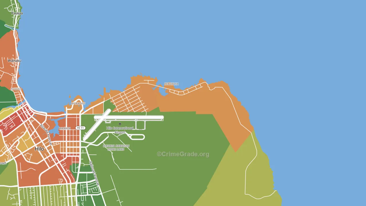 Keaukaha, HI Map of Vehicle Theft Rates