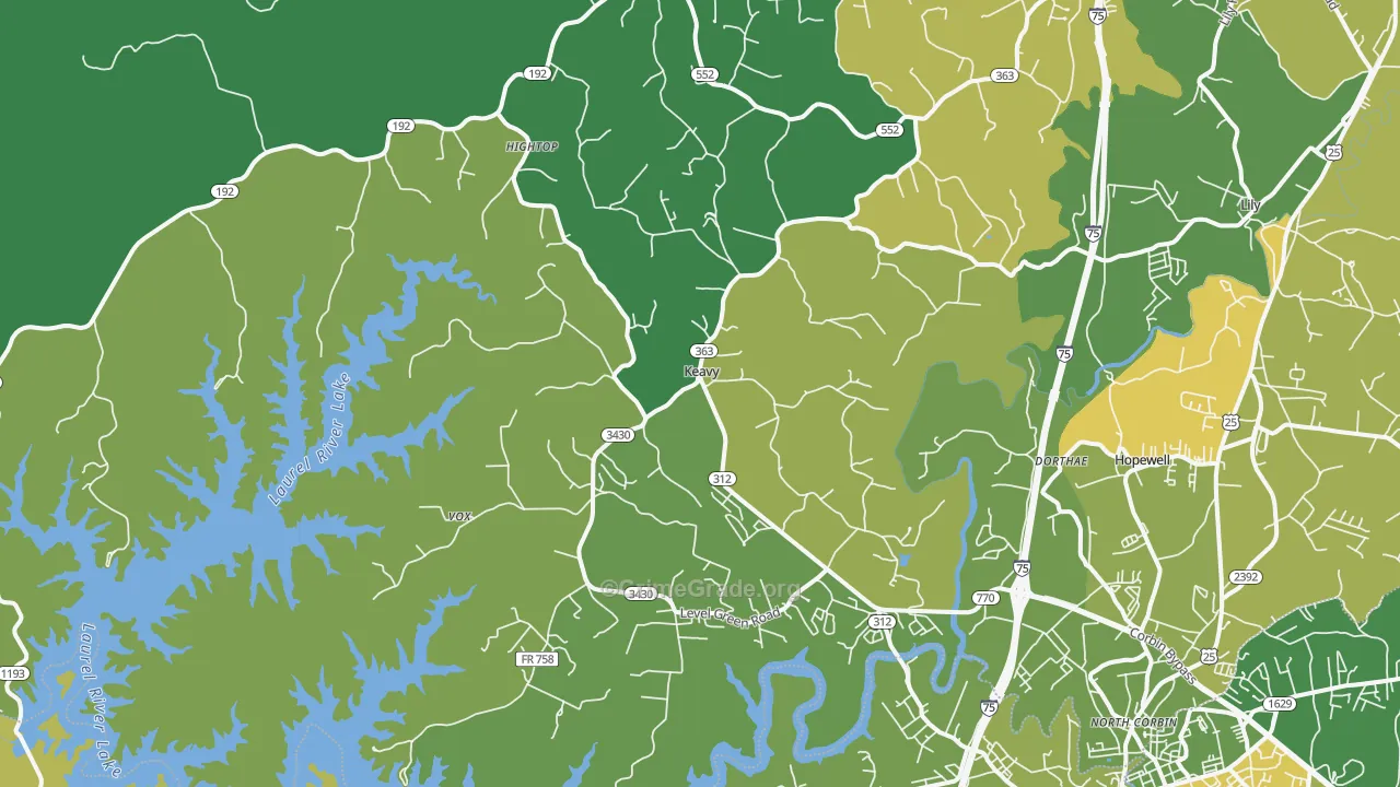 Keavy, KY Map of Vehicle Theft Rates