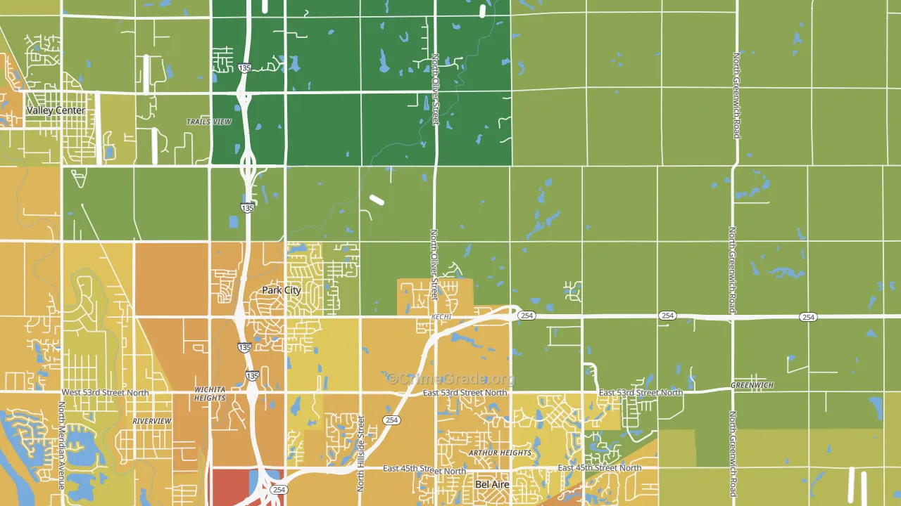 Kechi, KS Map of Vehicle Theft Rates