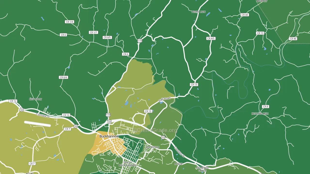 Kedron, WV Map of Vehicle Theft Rates