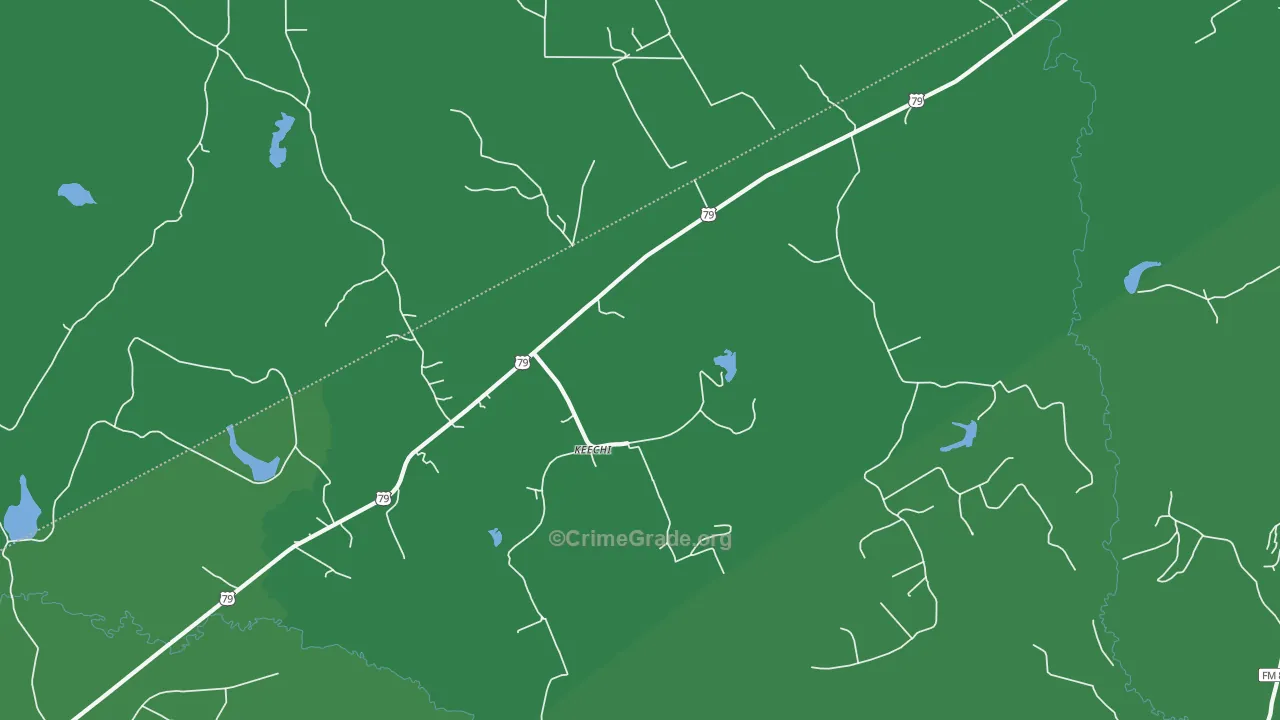 Keechi, TX Map of Vehicle Theft Rates