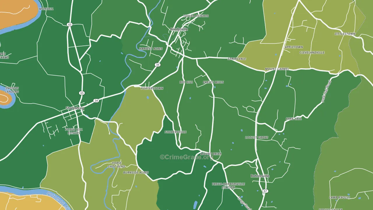 Keedysville, MD Map of Vehicle Theft Rates