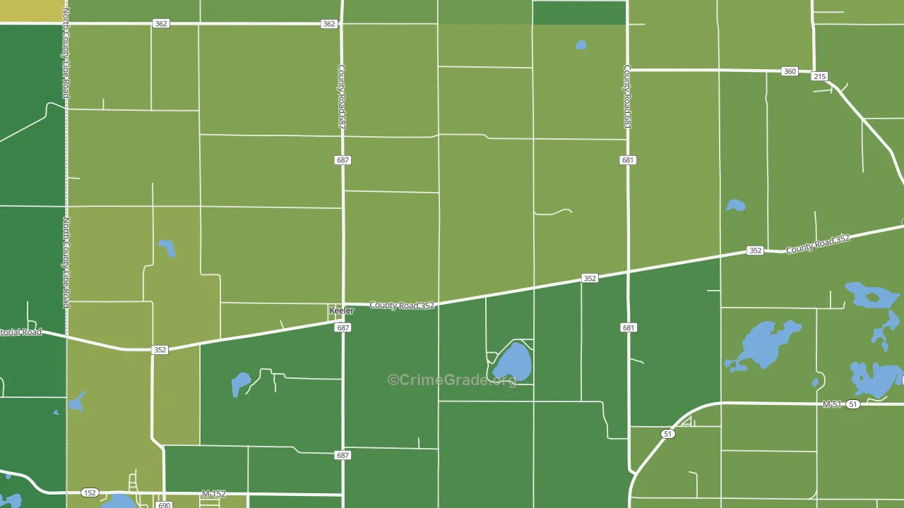 Keeler, MI Map of Vehicle Theft Rates
