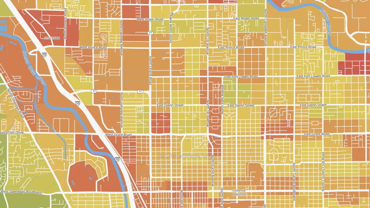 Keeling, Tucson, AZ Map of Vehicle Theft Rates