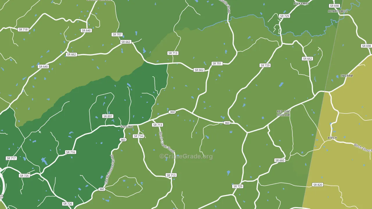 Keeling, VA Map of Vehicle Theft Rates