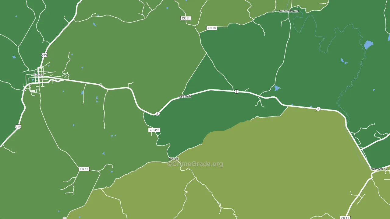Keenan, WV Map of Vehicle Theft Rates