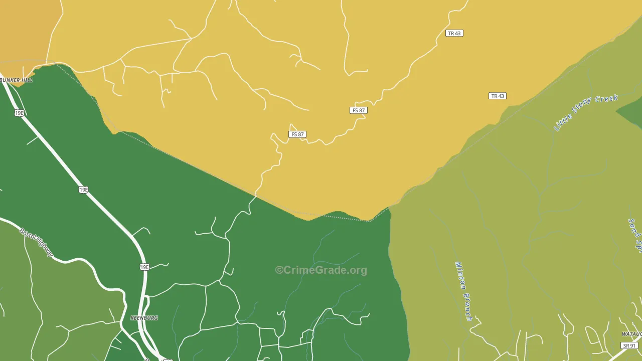 Keenburg, TN Map of Vehicle Theft Rates