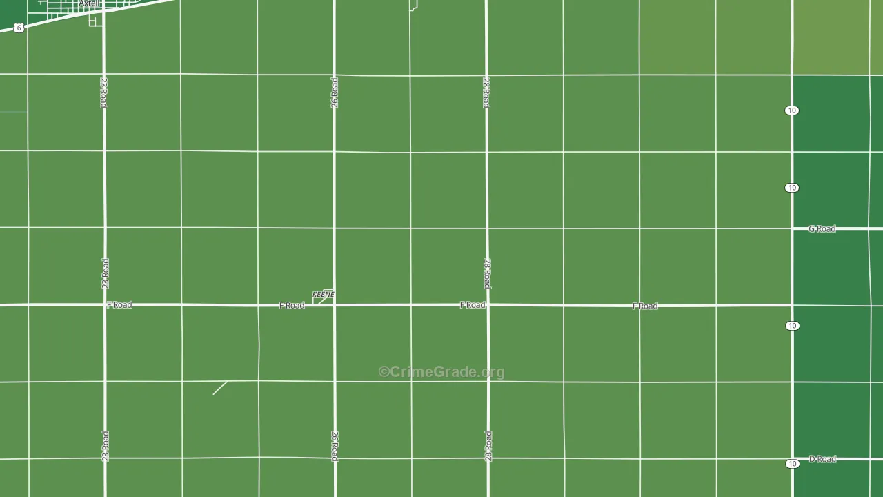 Keene, NE Map of Vehicle Theft Rates