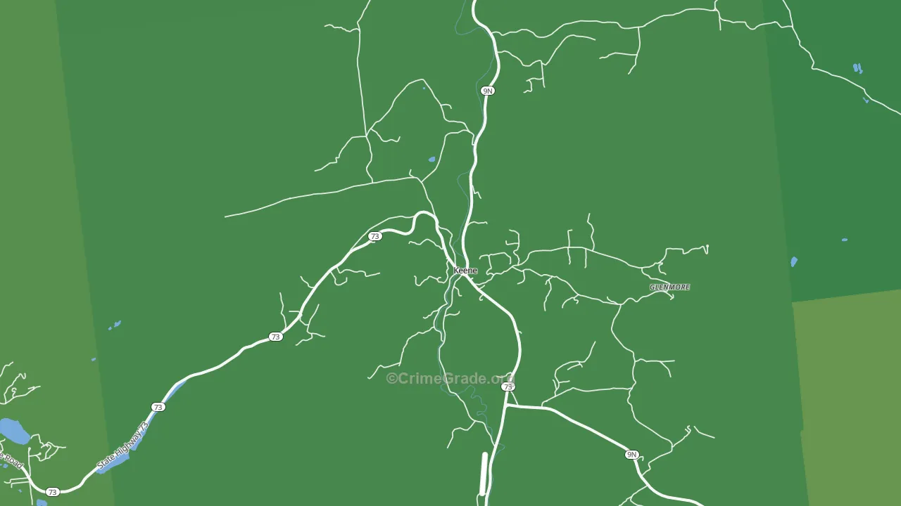 Keene, NY Map of Vehicle Theft Rates
