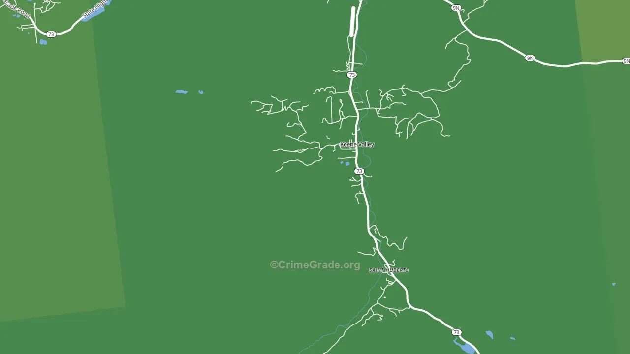 Keene Valley, NY Map of Vehicle Theft Rates