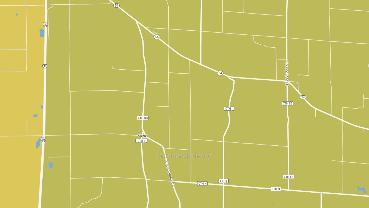 Keene, WI Map of Vehicle Theft Rates