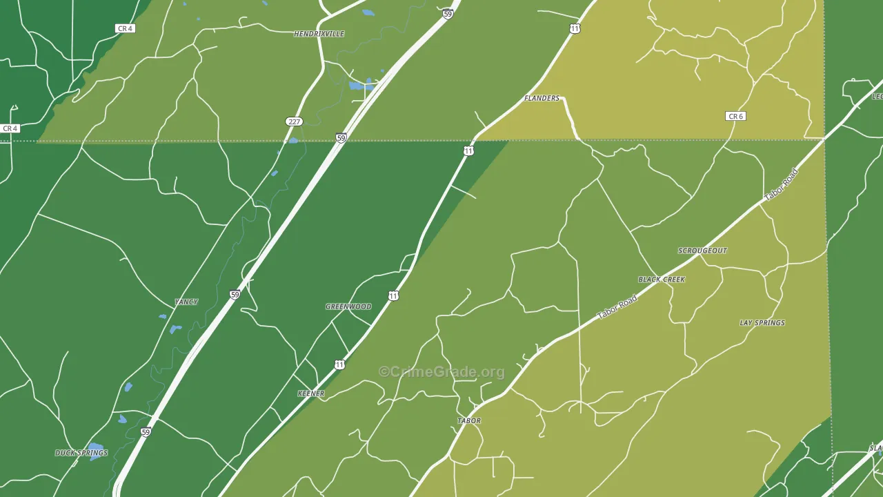 Keener, AL Map of Vehicle Theft Rates