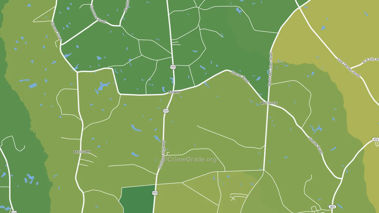 Keener, NC Map of Vehicle Theft Rates