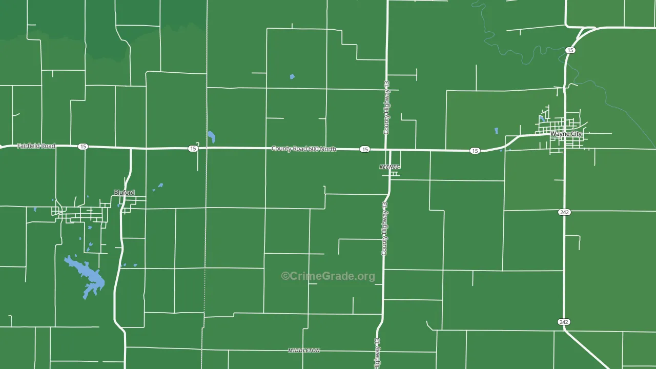 Keenes, IL Map of Vehicle Theft Rates